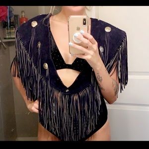 Vintage fringe cape shawl